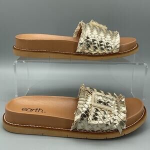 NEW earth Women’s Fontane Woven Flat Sandals Gold Size 6.5M
